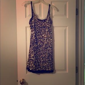 Black and Gold Sequin Party Dress